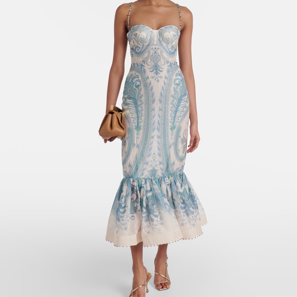NWT Zimmermann Illuminate Beaded Gown Dress, Silk & Linen, Small (US 4)